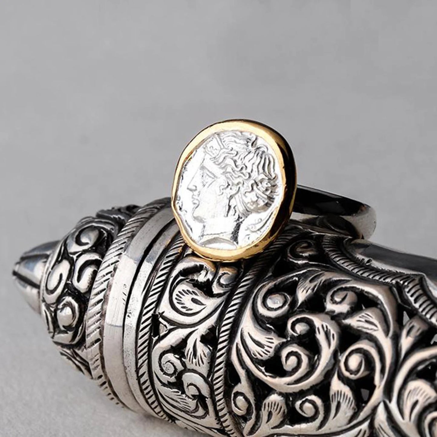 Goddess Arethusa Coin Ring Ancient Greek Mythology