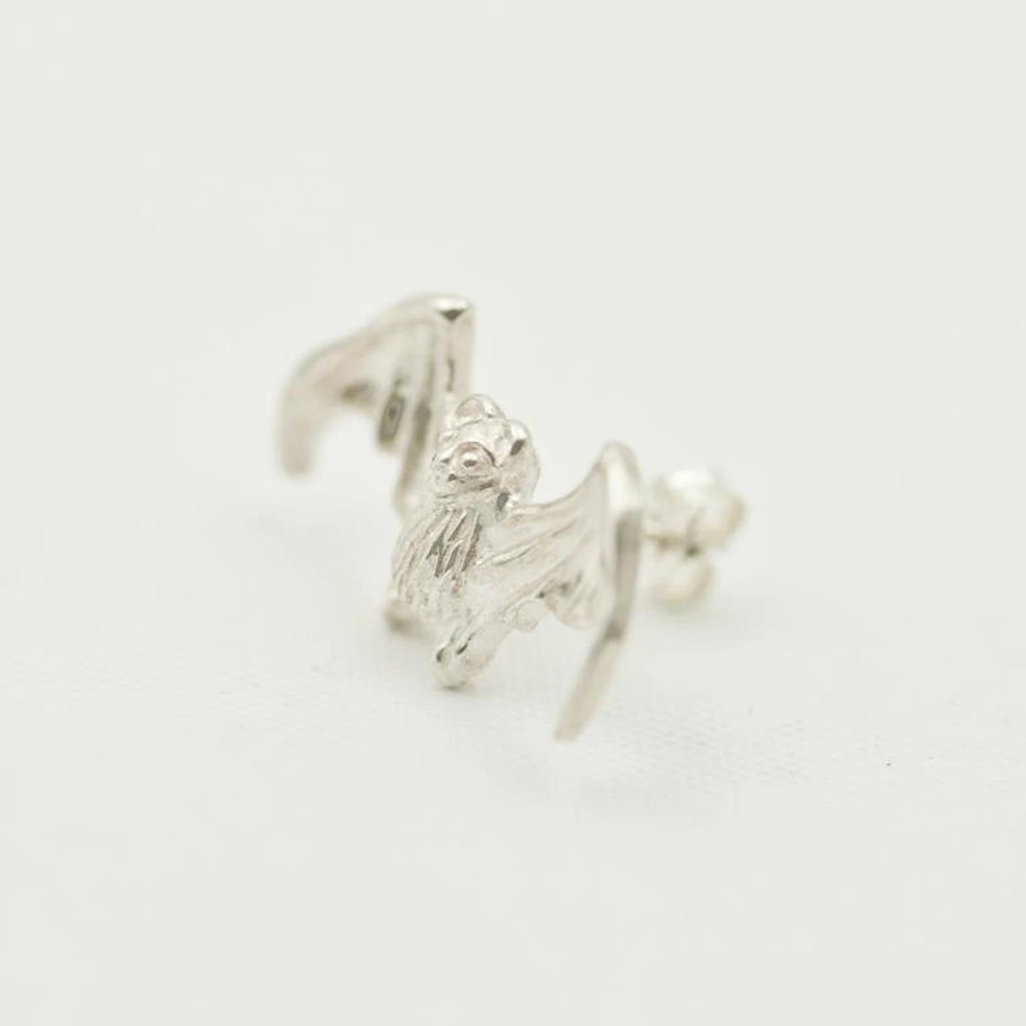 Silver Bat Stud Earrings