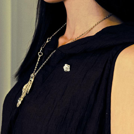 Sakura Collar Pin, Silver Flower Collar Pin, Cherry Blossom