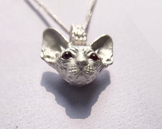Exquisite Sphynx Cat Gemstone Pendant