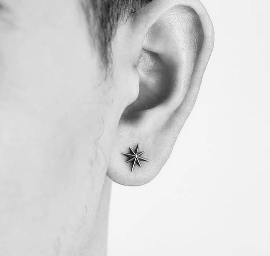 Sterling silver Polaris earrings star stud earrings mens womens Gothic jewellery gift by Dark Edge Jewellery