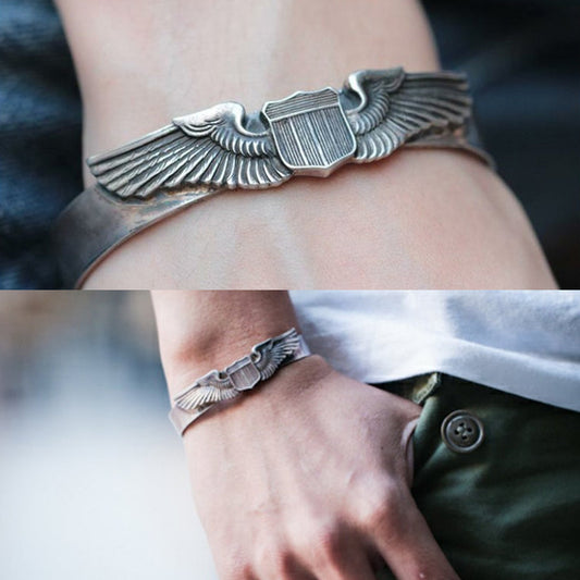 WW2 Aviators US Air Force Pilot Wings Cuff Bracelet