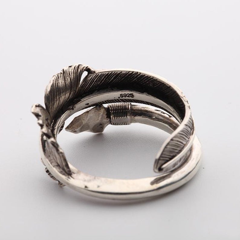 印第安勇敢之箭S925純銀羽毛戒指