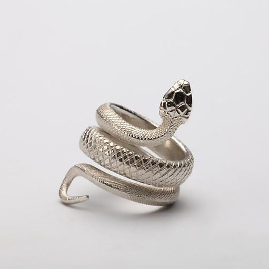 Bold Snake Silver Ring for Men