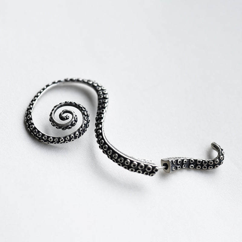 Octopus Solid 925 Sterling Silver Unisex Earring Ear Wrap Ear Cuff Unisex