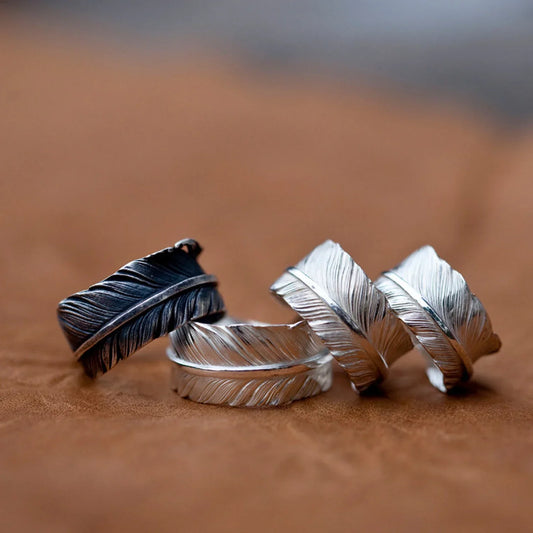 Silver Feather Ring, Silver Boho Ring (JF0001)