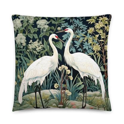 Cranes in Floral Garden Pillow William Morris Inspired