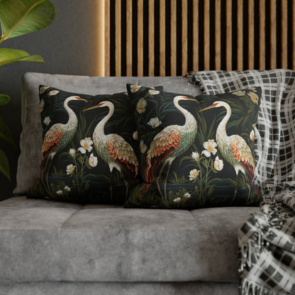 Cranes Floral Garden Pillow William Morris Inspired