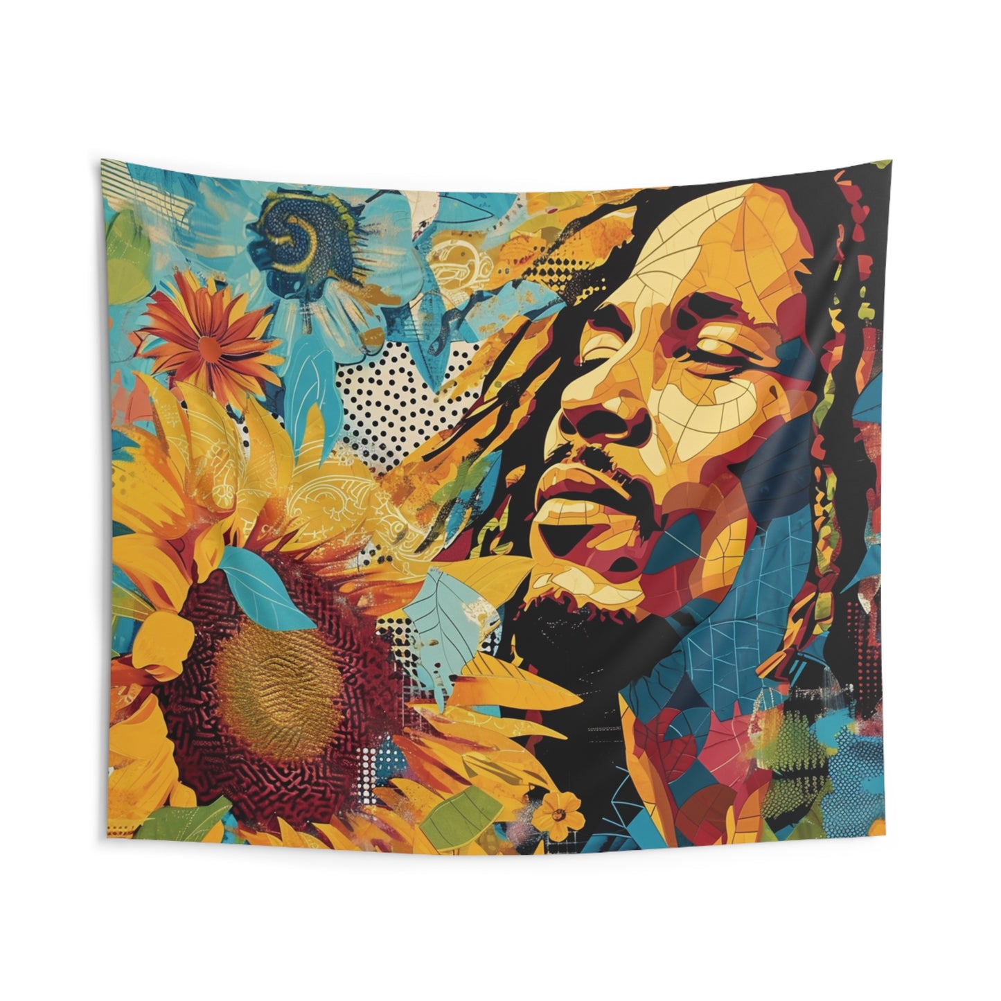 Bob Marley Portrait Collage Tapestry