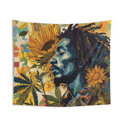 Bob Marley Sunflower Collage Tapestry