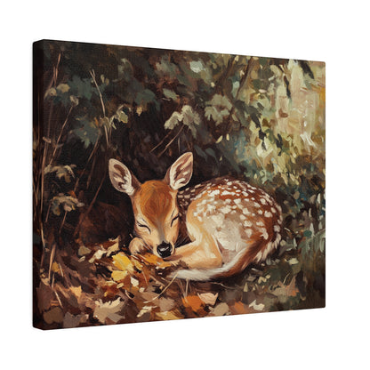 Sleeping Baby Deer in Autumn – 5:4 Ratio Canvas Wall Art