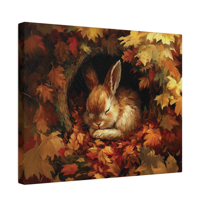 Sleeping Baby Bunny in Autumn – 5:4 Ratio Canvas Wall Art