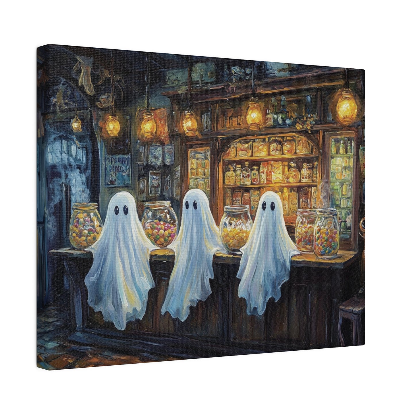 Cute Ghost Candy Shop – 5:4 Ratio Canvas Wall Art