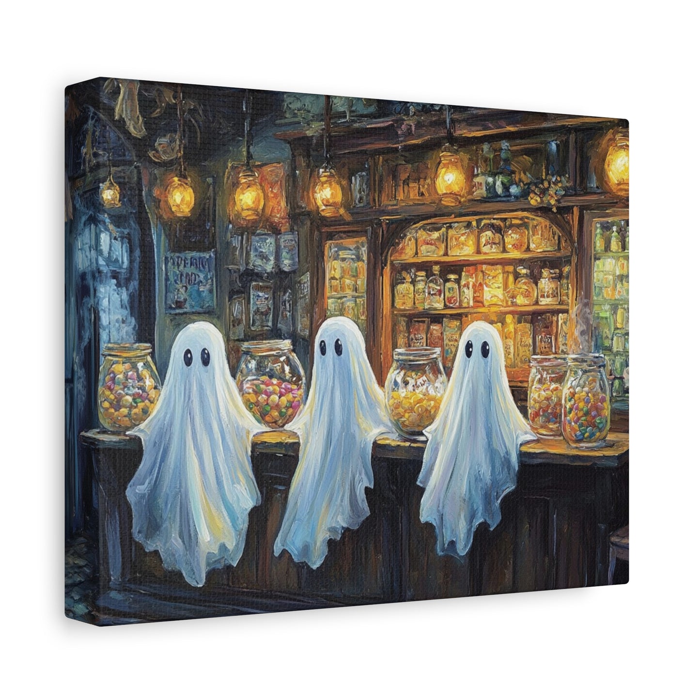 Cute Ghost Candy Shop – 5:4 Ratio Canvas Wall Art