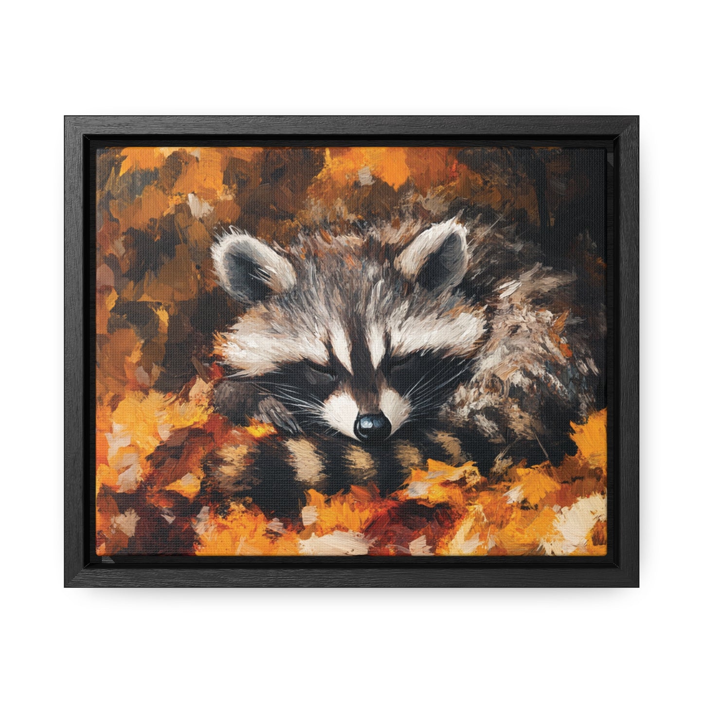 Sleeping Baby Raccoon in Autumn – 5:4 Ratio Canvas Wall Art