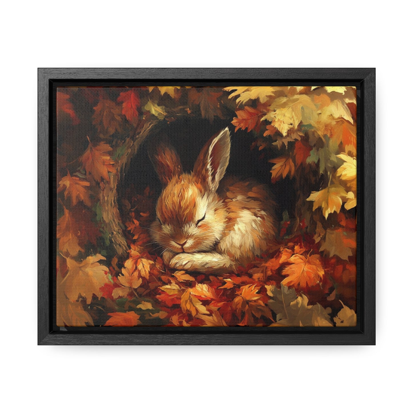 Sleeping Baby Bunny in Autumn – 5:4 Ratio Canvas Wall Art