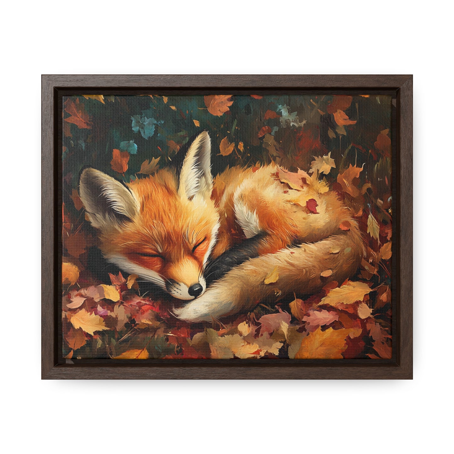 Sleeping Baby Fox in Autumn – 5:4 Ratio Canvas Wall Art