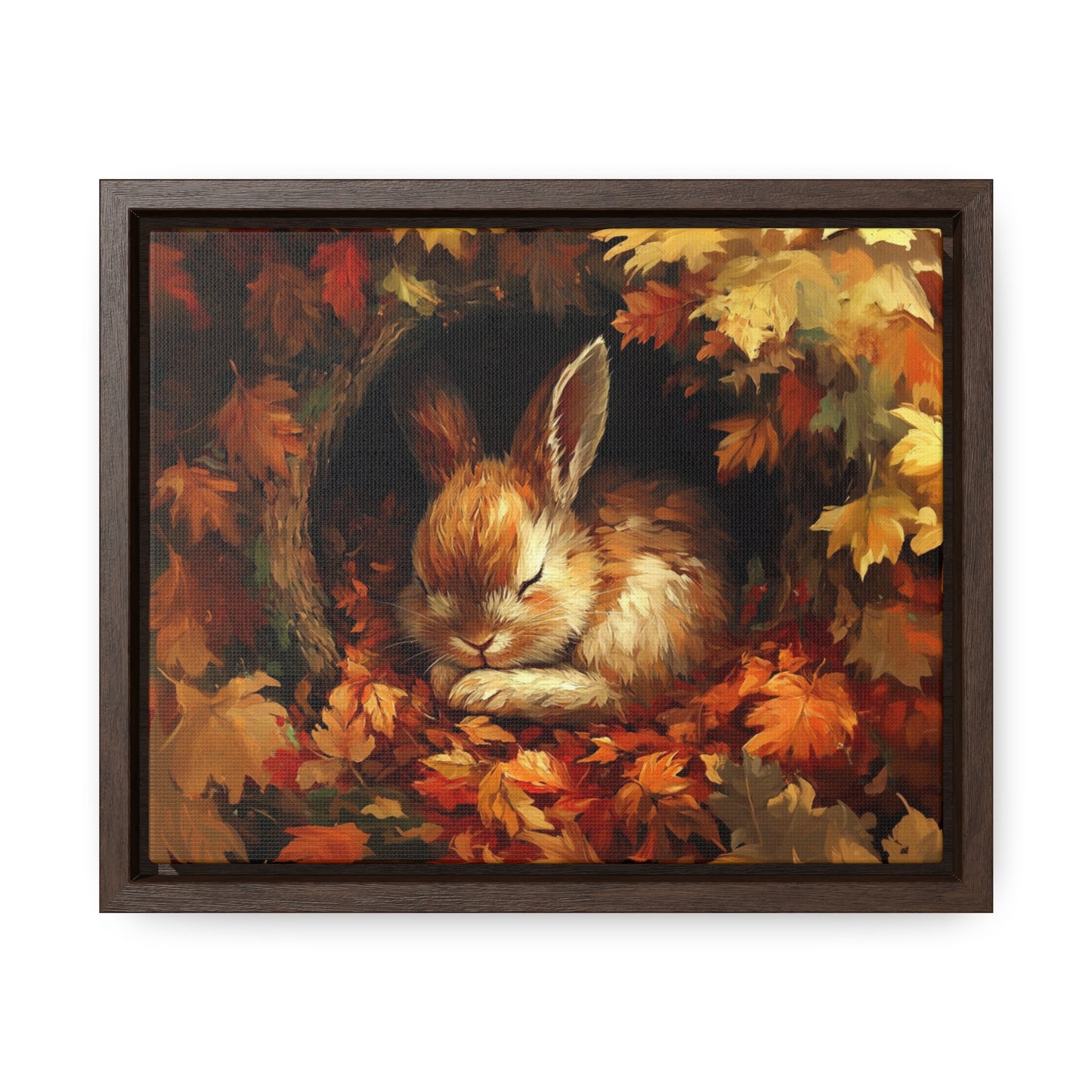 Sleeping Baby Bunny in Autumn – 5:4 Ratio Canvas Wall Art