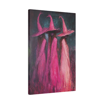 Impressionist Pink Witches Canvas Wall Art – Magical Halloween Decor