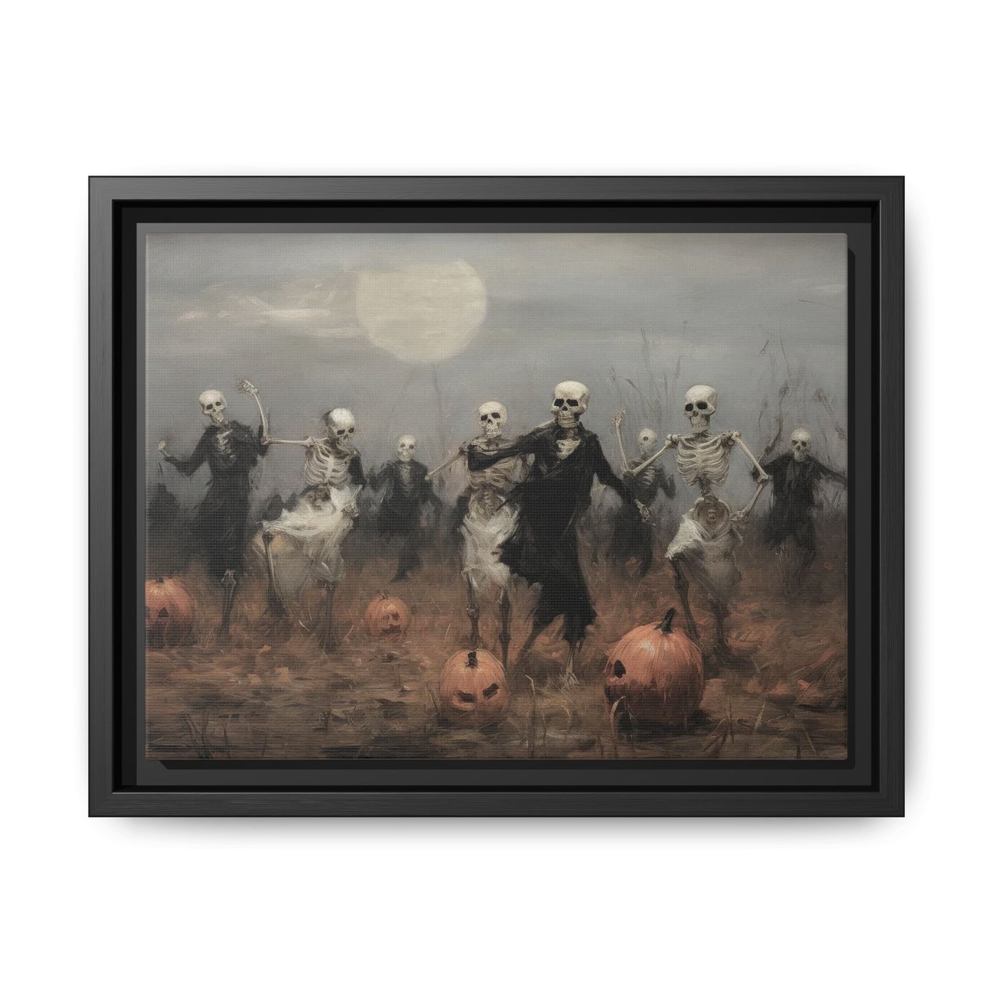 Skeleton Party in Pumpkin Patch – Canvas Wall Art