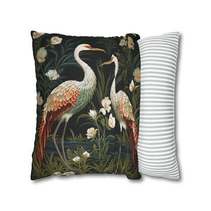 Cranes Floral Garden Pillow William Morris Inspired