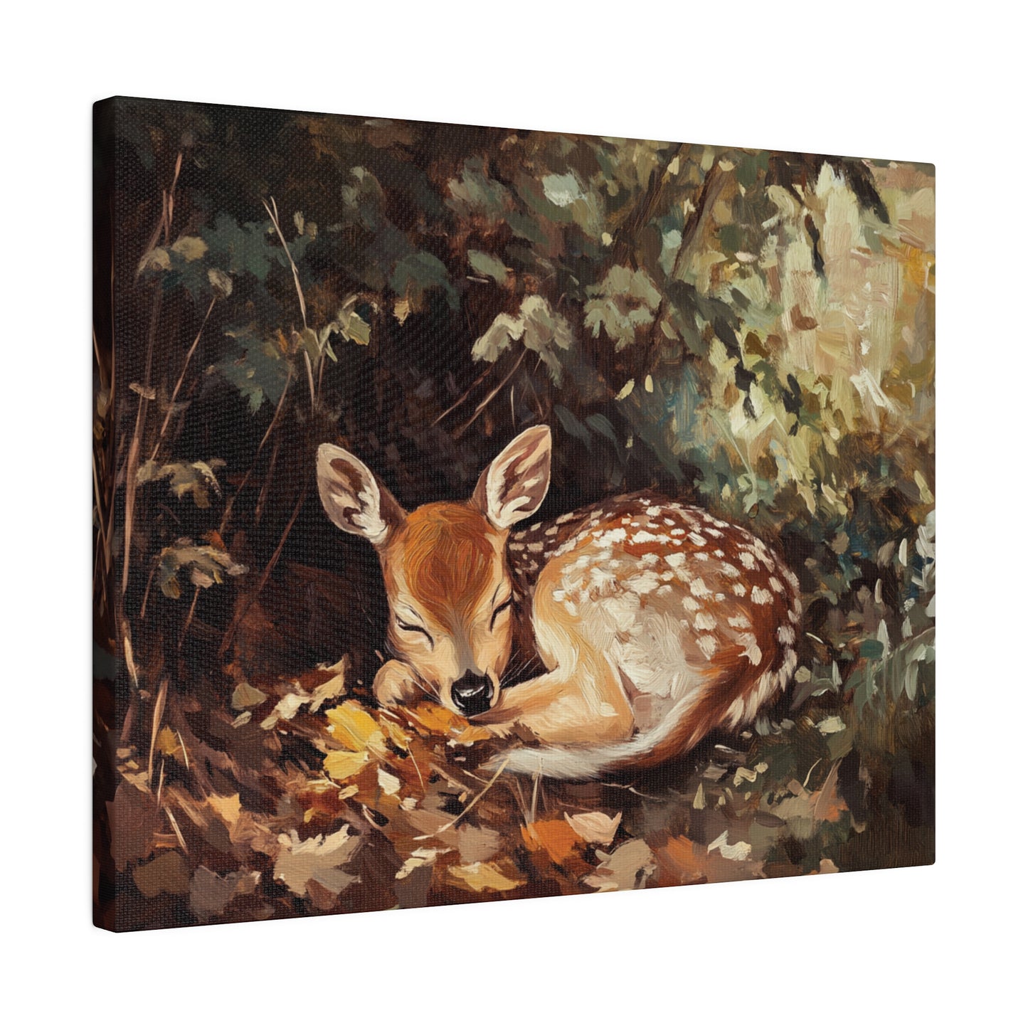 Sleeping Baby Deer in Autumn – 5:4 Ratio Canvas Wall Art