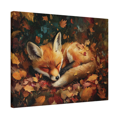 Sleeping Baby Fox in Autumn – 5:4 Ratio Canvas Wall Art