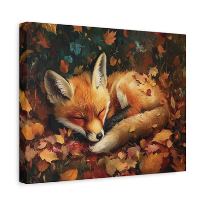 Sleeping Baby Fox in Autumn – 5:4 Ratio Canvas Wall Art