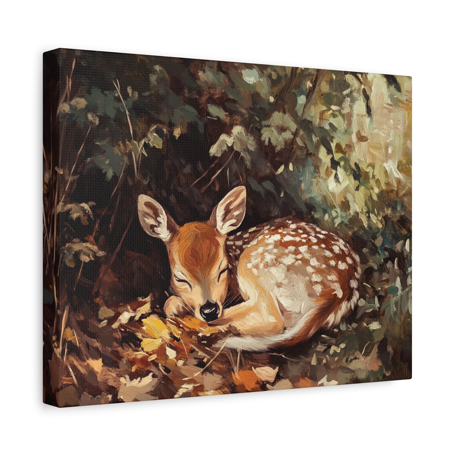 Sleeping Baby Deer in Autumn – 5:4 Ratio Canvas Wall Art