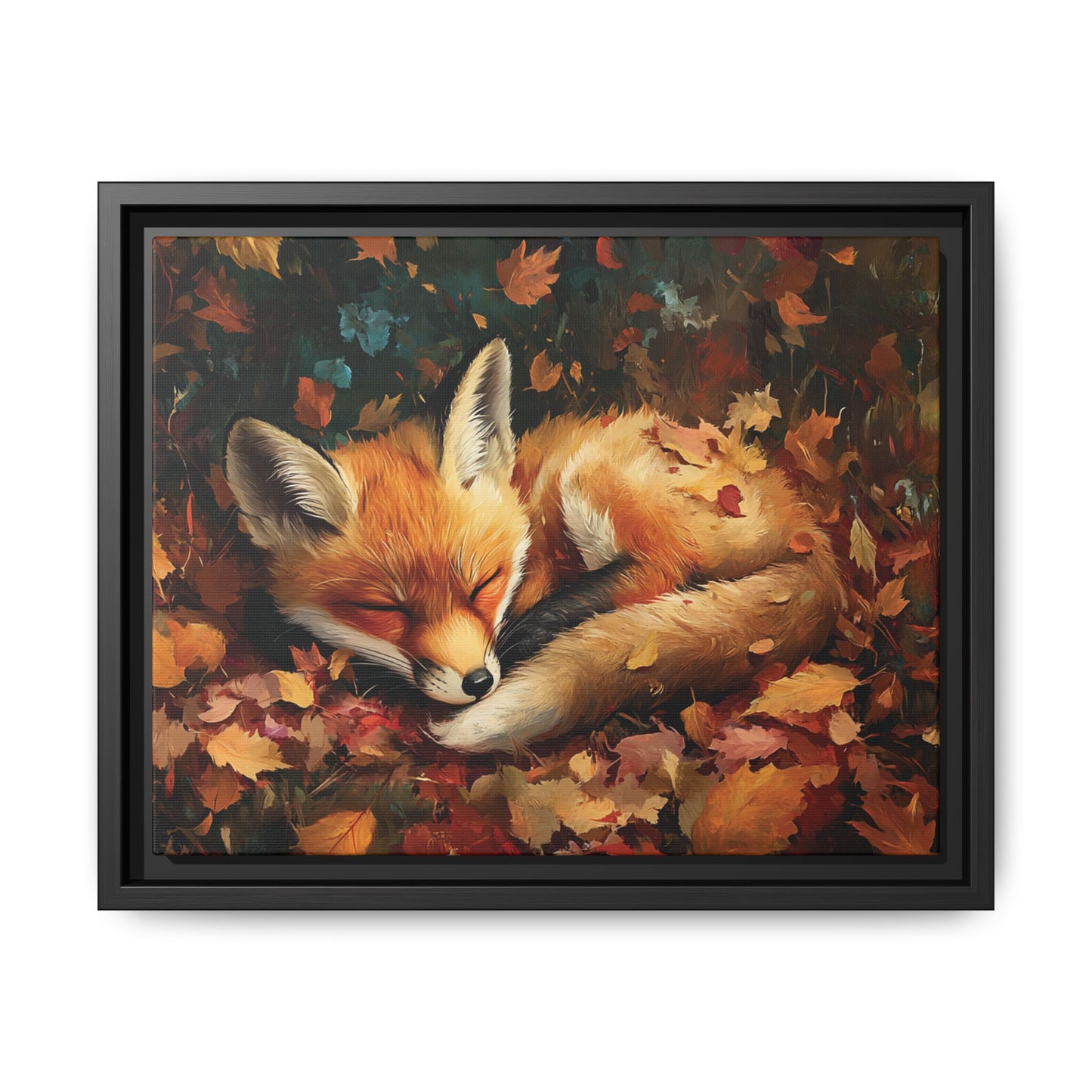 Sleeping Baby Fox in Autumn – 5:4 Ratio Canvas Wall Art