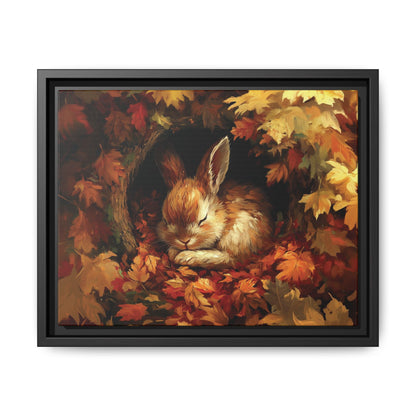 Sleeping Baby Bunny in Autumn – 5:4 Ratio Canvas Wall Art