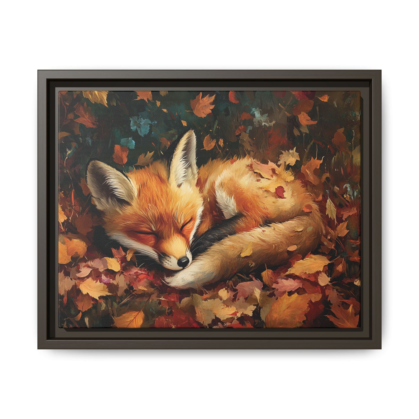 Sleeping Baby Fox in Autumn – 5:4 Ratio Canvas Wall Art