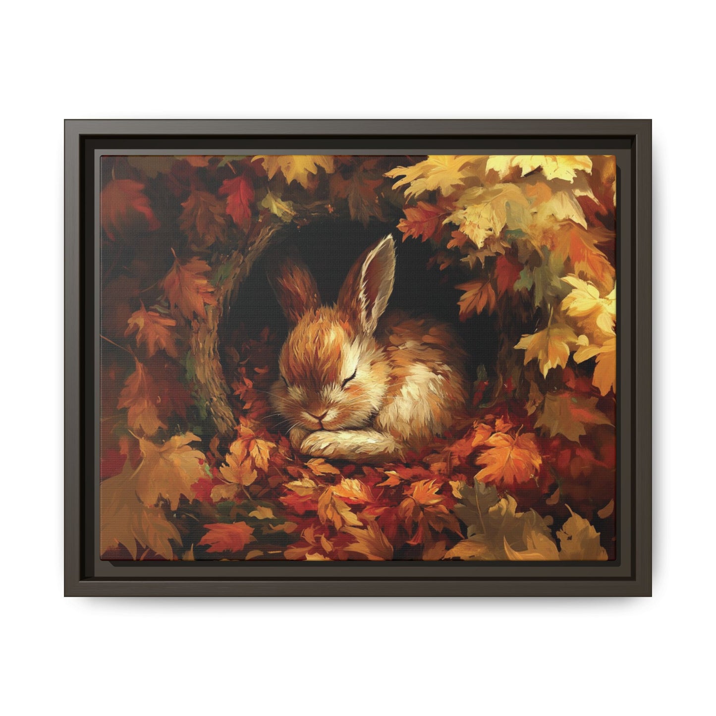 Sleeping Baby Bunny in Autumn – 5:4 Ratio Canvas Wall Art