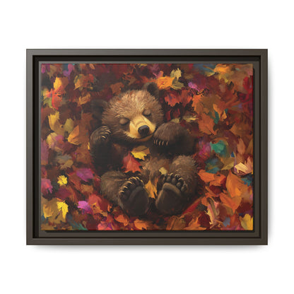 Sleeping Baby Bear in Autumn – 5:4 Ratio Canvas Wall Art