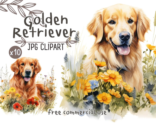 Golden Retriever Watercolor Clipart