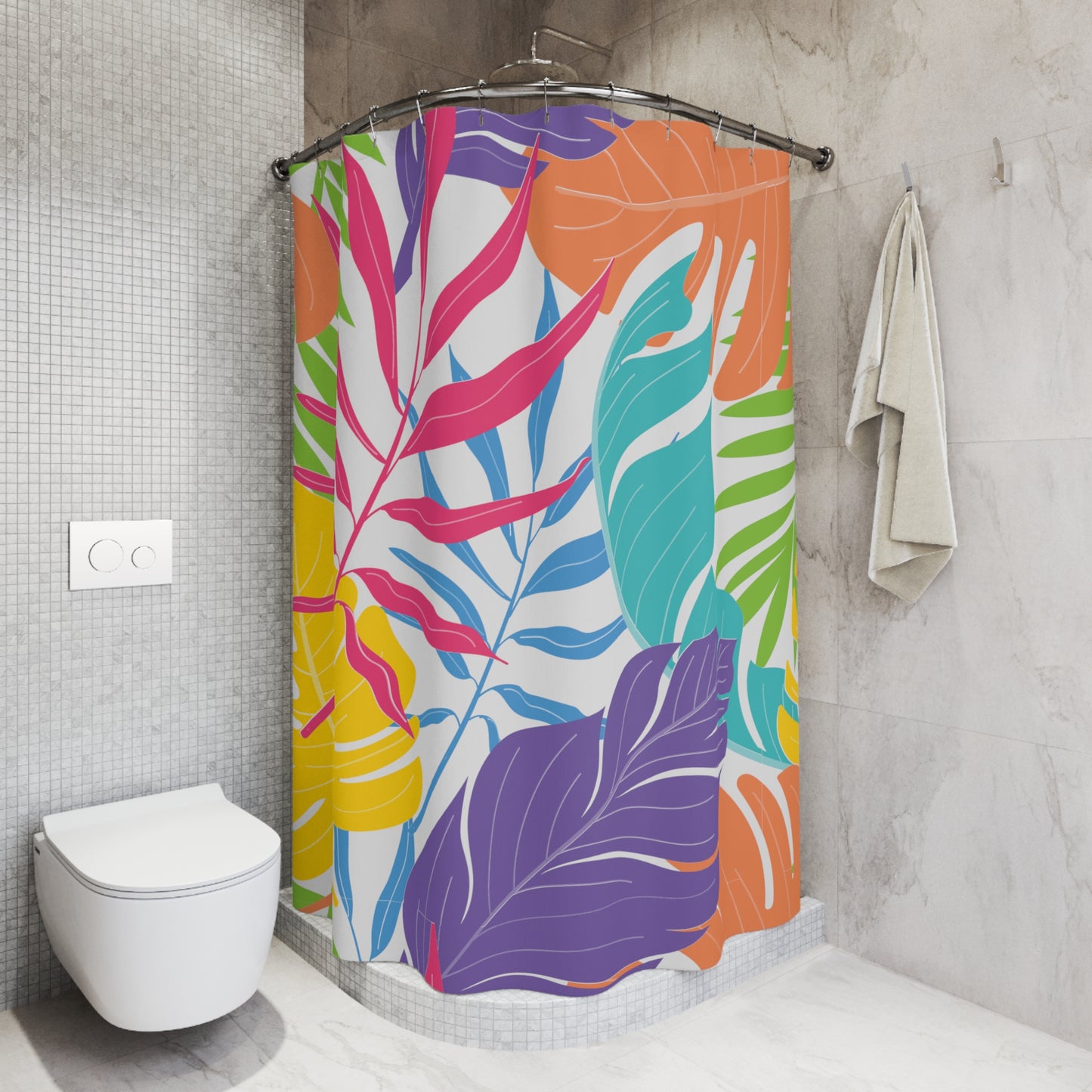Summer Floral Leaves Shower Curtain