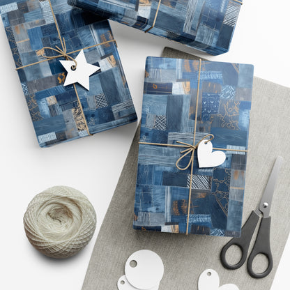 Denim Patchwork Pattern Gift Wrap Paper (1)