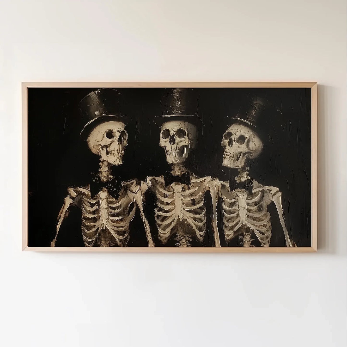 Skeleton Halloween Frame TV Art, Spooky Dark Halloween Decor