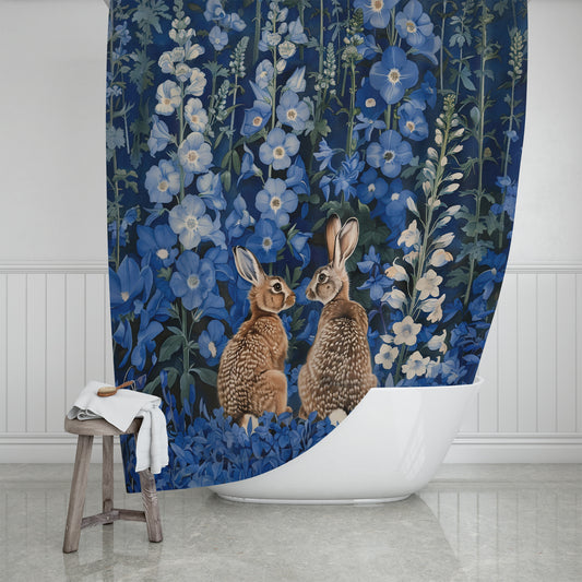 Rabbit Couple Fantasy Showers Curtain Home Decor Shower Curtain 71" x 74"