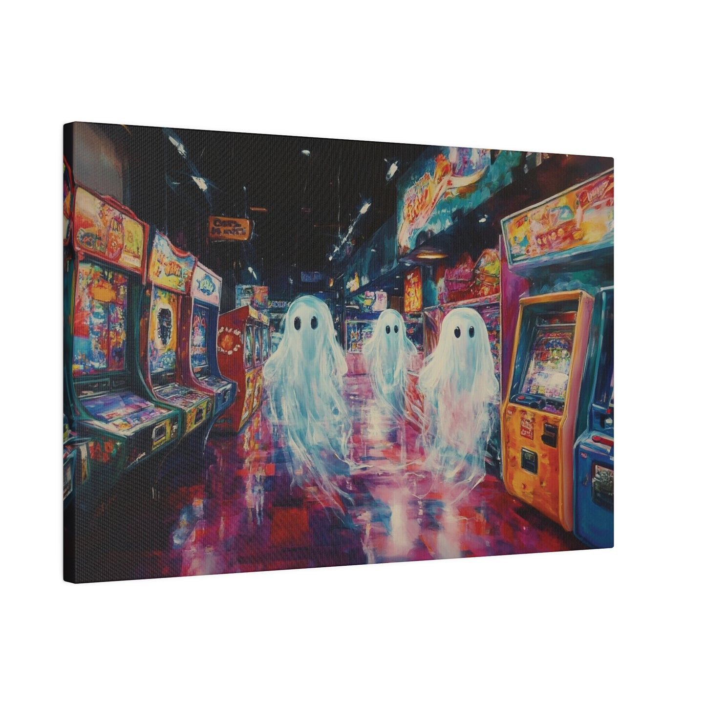 Ghost in Arcade Game Shop – Halloween Canvas Wall Art