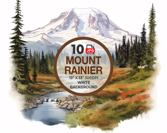 Mount Rainier National Park Watercolor Digital Download