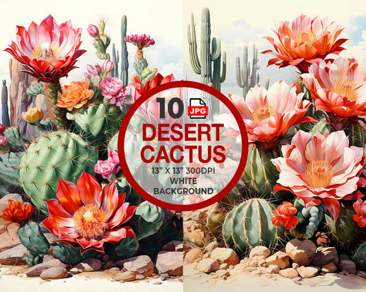 Cactus in Desert Watercolor Digital Download