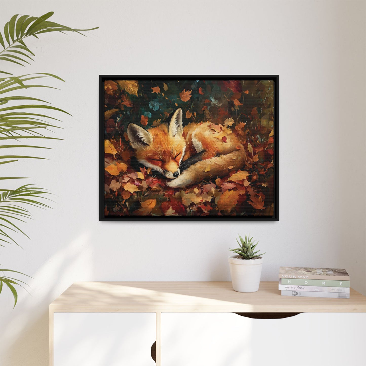 Sleeping Baby Fox in Autumn – 5:4 Ratio Canvas Wall Art