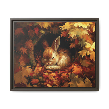 Sleeping Baby Bunny in Autumn – 5:4 Ratio Canvas Wall Art