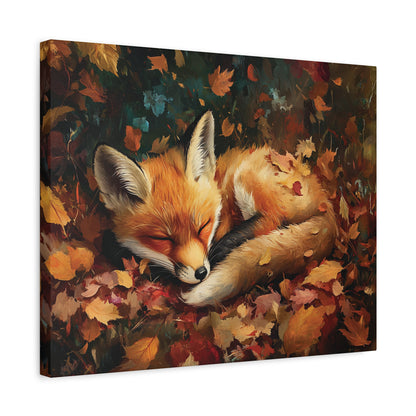 Sleeping Baby Fox in Autumn – 5:4 Ratio Canvas Wall Art