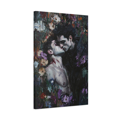 Gothic Gay Art Vampire Lovers Kissing Canvas Print Dark Romantic Decor