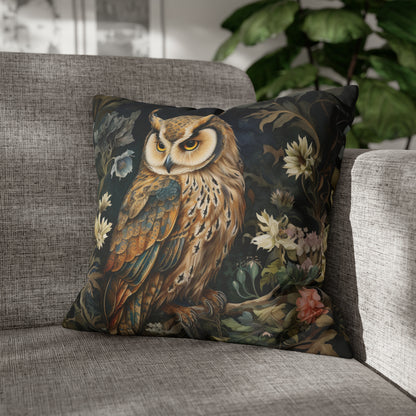 Woodland Owl Floral Garden Pillow