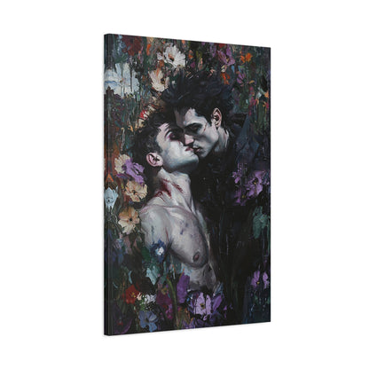 Gothic Gay Art Vampire Lovers Kissing Canvas Print Dark Romantic Decor