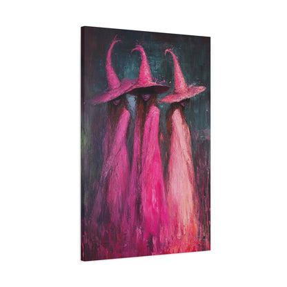 Impressionist Pink Witches Canvas Wall Art – Magical Halloween Decor