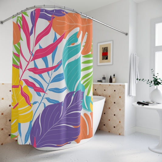 Summer Floral Leaves Shower Curtain